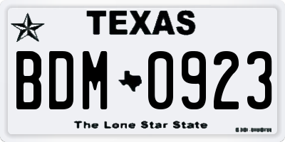 TX license plate BDM0923