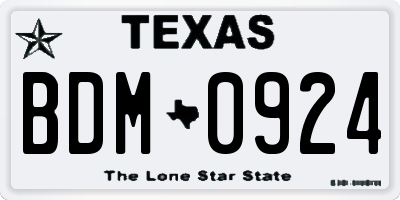 TX license plate BDM0924