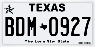 TX license plate BDM0927