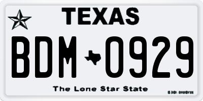 TX license plate BDM0929