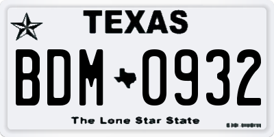 TX license plate BDM0932