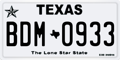 TX license plate BDM0933