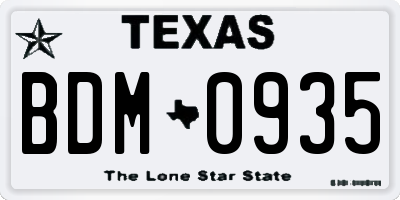 TX license plate BDM0935