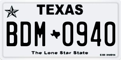 TX license plate BDM0940