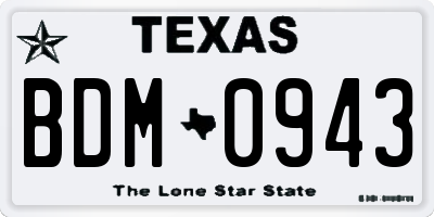 TX license plate BDM0943