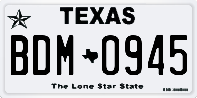 TX license plate BDM0945