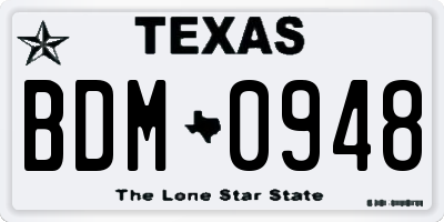 TX license plate BDM0948