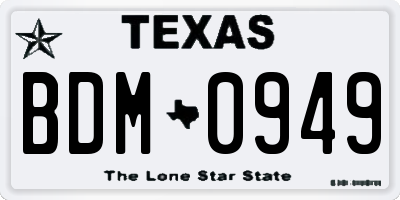 TX license plate BDM0949