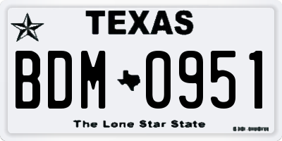 TX license plate BDM0951
