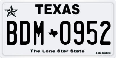 TX license plate BDM0952