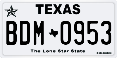 TX license plate BDM0953