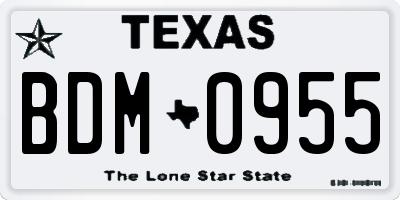 TX license plate BDM0955