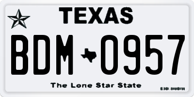 TX license plate BDM0957
