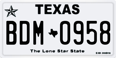 TX license plate BDM0958