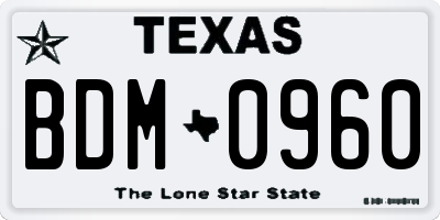 TX license plate BDM0960