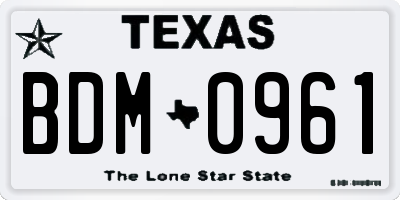 TX license plate BDM0961