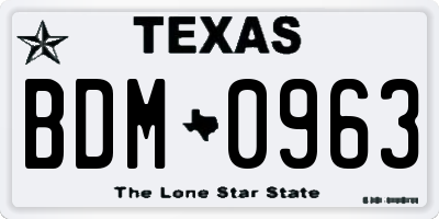 TX license plate BDM0963
