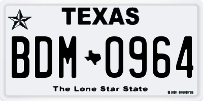TX license plate BDM0964