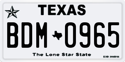 TX license plate BDM0965