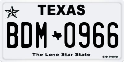 TX license plate BDM0966