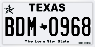 TX license plate BDM0968