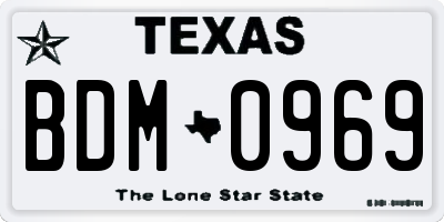TX license plate BDM0969