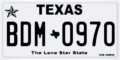 TX license plate BDM0970