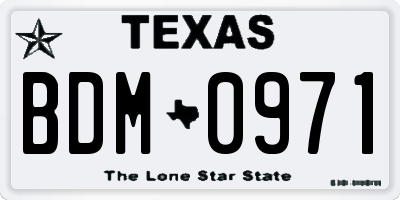 TX license plate BDM0971