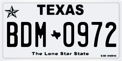 TX license plate BDM0972