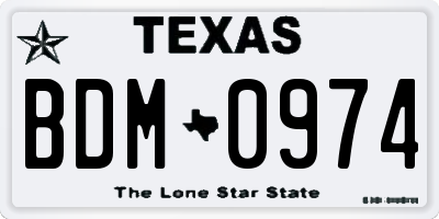 TX license plate BDM0974