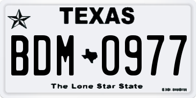 TX license plate BDM0977