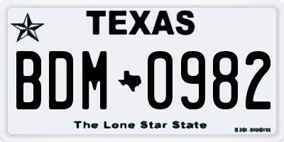TX license plate BDM0982