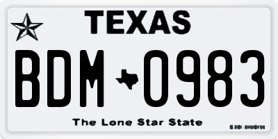 TX license plate BDM0983