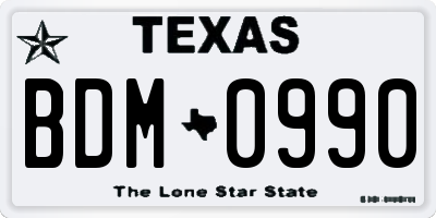 TX license plate BDM0990