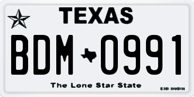 TX license plate BDM0991