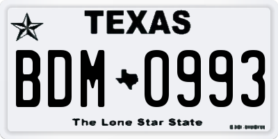 TX license plate BDM0993