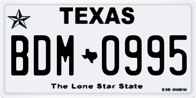 TX license plate BDM0995