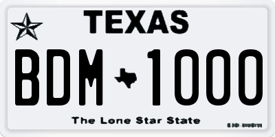 TX license plate BDM1000