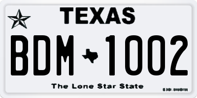 TX license plate BDM1002