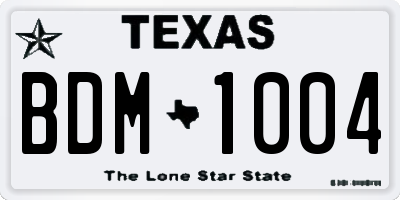 TX license plate BDM1004