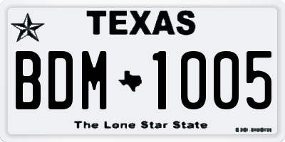 TX license plate BDM1005