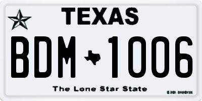 TX license plate BDM1006
