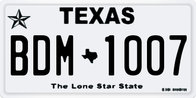 TX license plate BDM1007