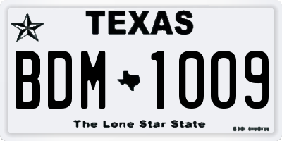 TX license plate BDM1009