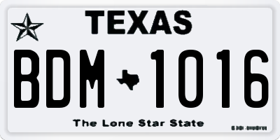TX license plate BDM1016