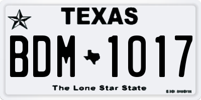 TX license plate BDM1017
