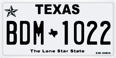 TX license plate BDM1022