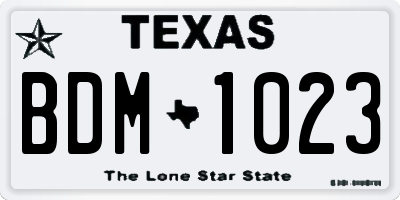 TX license plate BDM1023