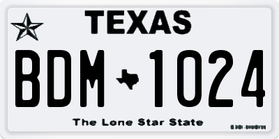 TX license plate BDM1024