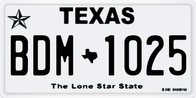 TX license plate BDM1025